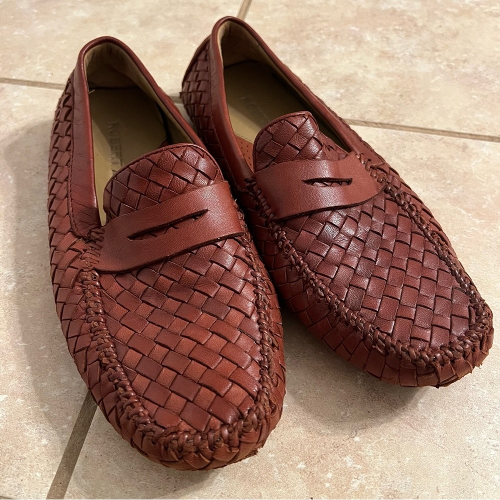 Robert Zur San Tropez Vintage Luggage Woven Driving Moccasins Soft Leather US 9M - Picture 3 of 11